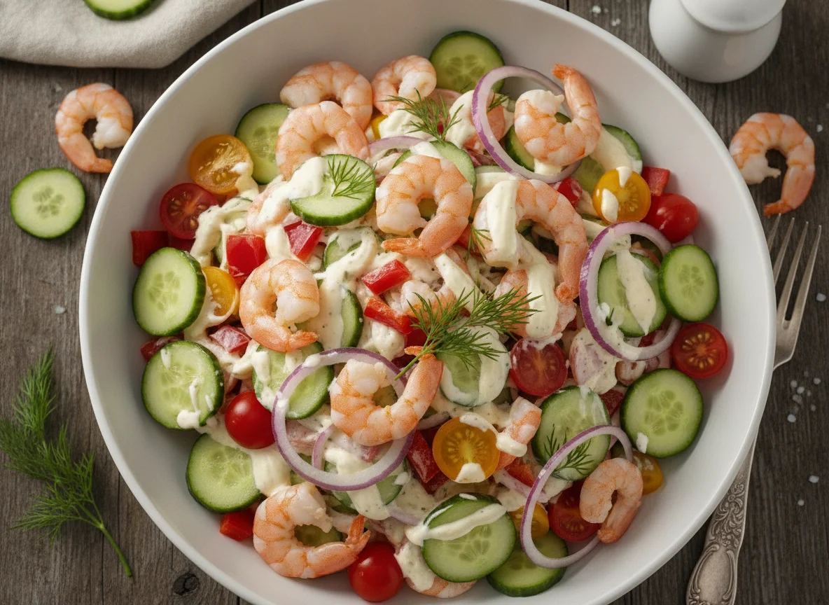 Garnelen-Salat mit cremigem Dressing photo