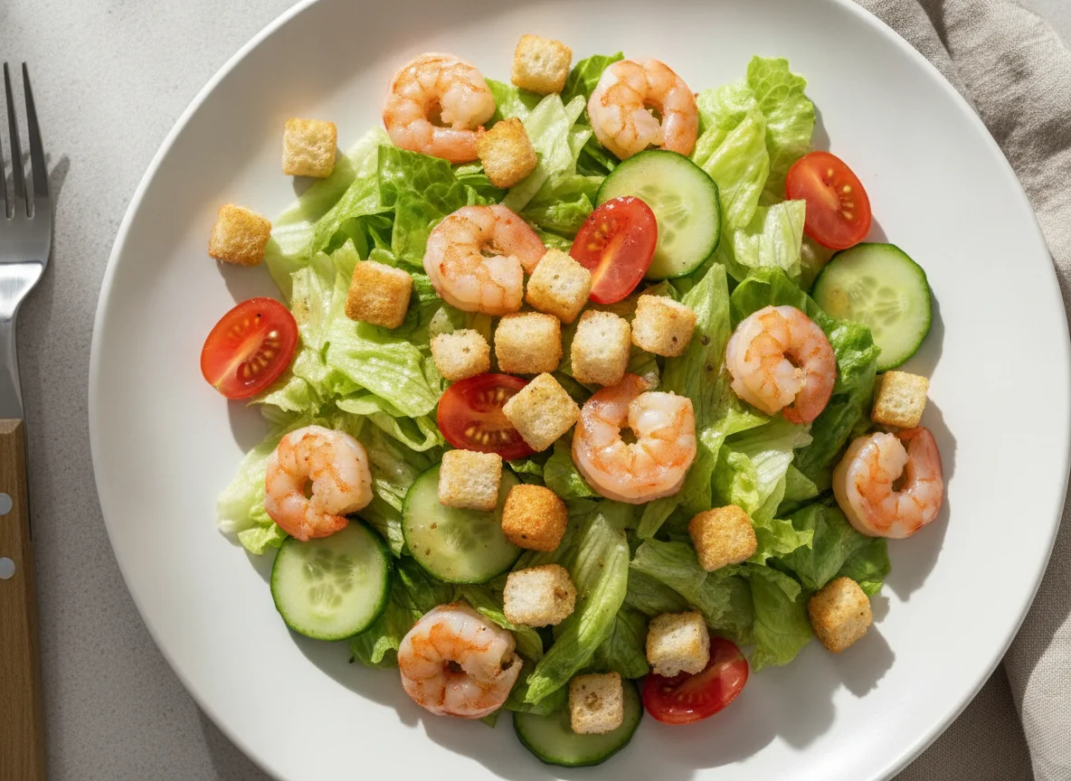 Garnelen-Salat mit Croutons photo