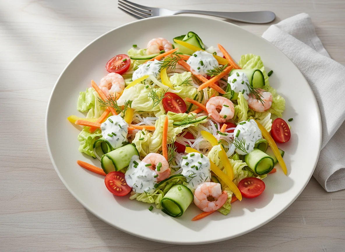 Garnelensalat mit Glasnudeln und Joghurt-Dressing photo