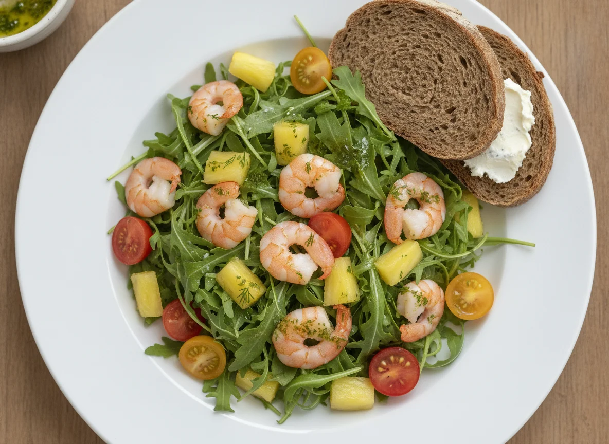 Garnelensalat mit Rucola und Ananas photo