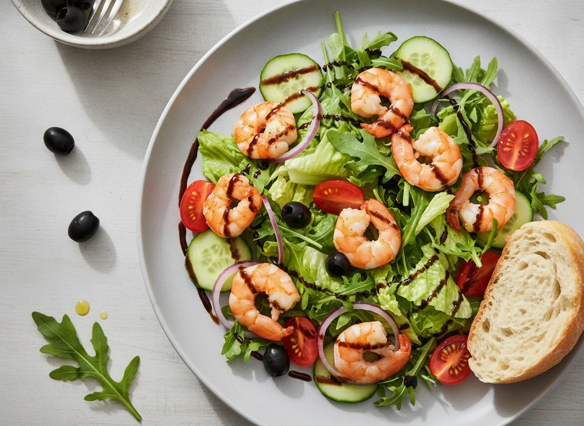 Garnelensalat mit Rucola und Balsamico-Dressing photo