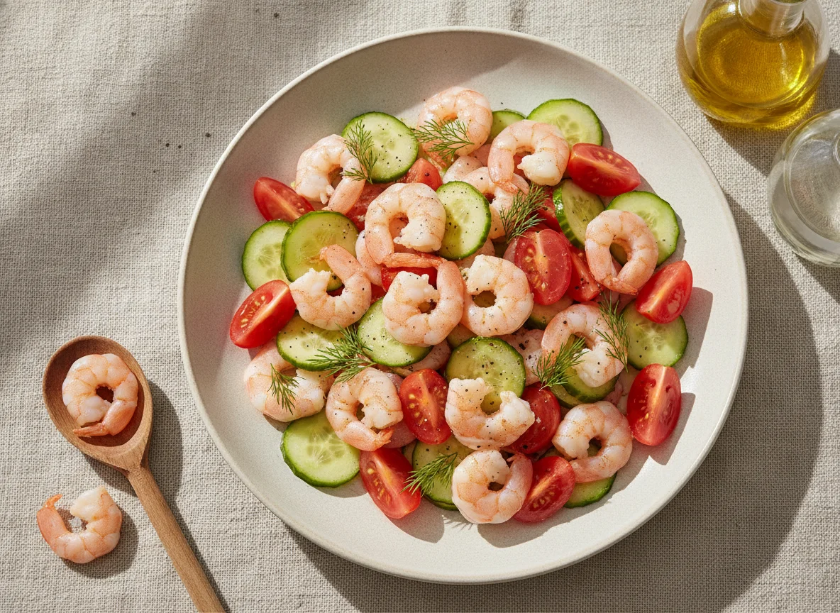 Garnelensalat mit Tomaten und Gurken photo