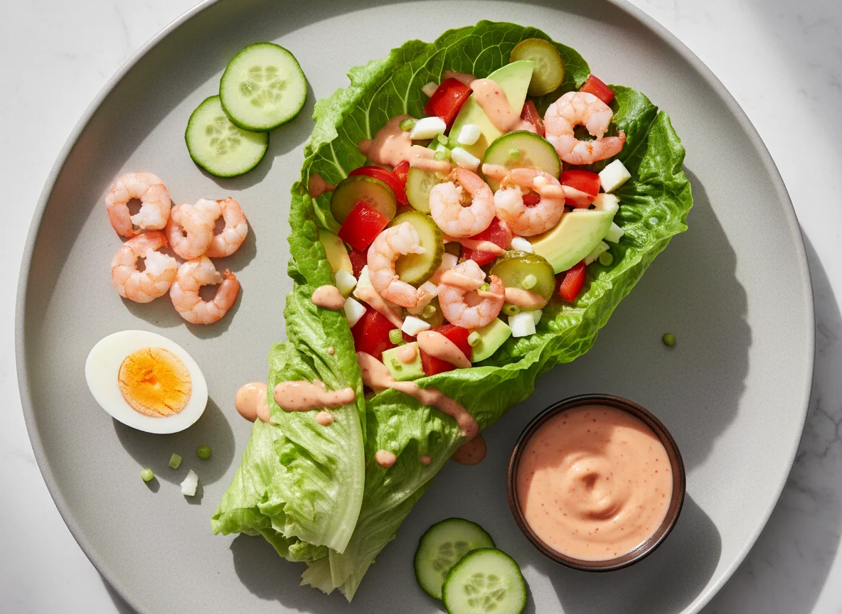 Garnelen-Salat-Wrap mit Beilagen photo