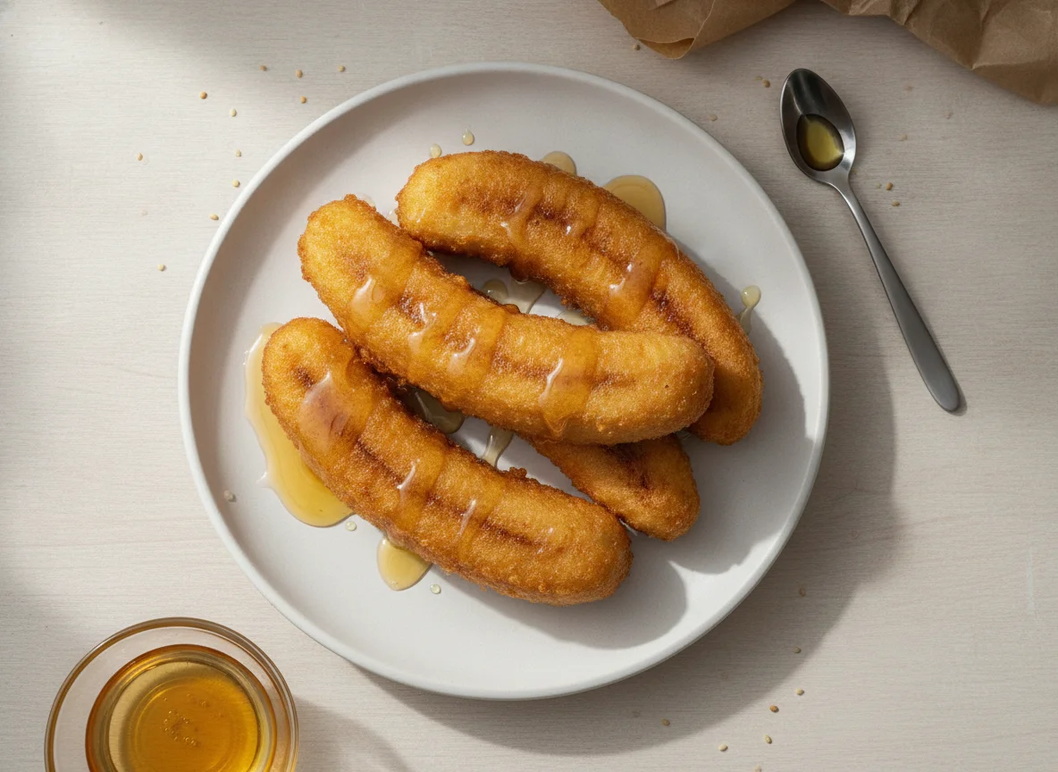Gebackene Banane mit Honig photo