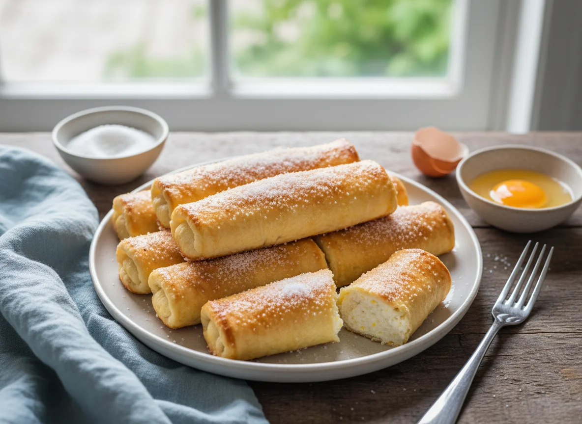 Gebackene Quark-Pfannkuchen-Rollen photo