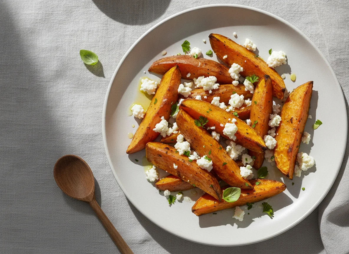 Gebackene Süßkartoffel mit Feta photo
