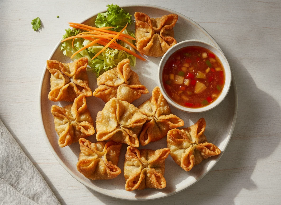 Gebackene Wan Tan mit Süß-Sauer-Sauce photo