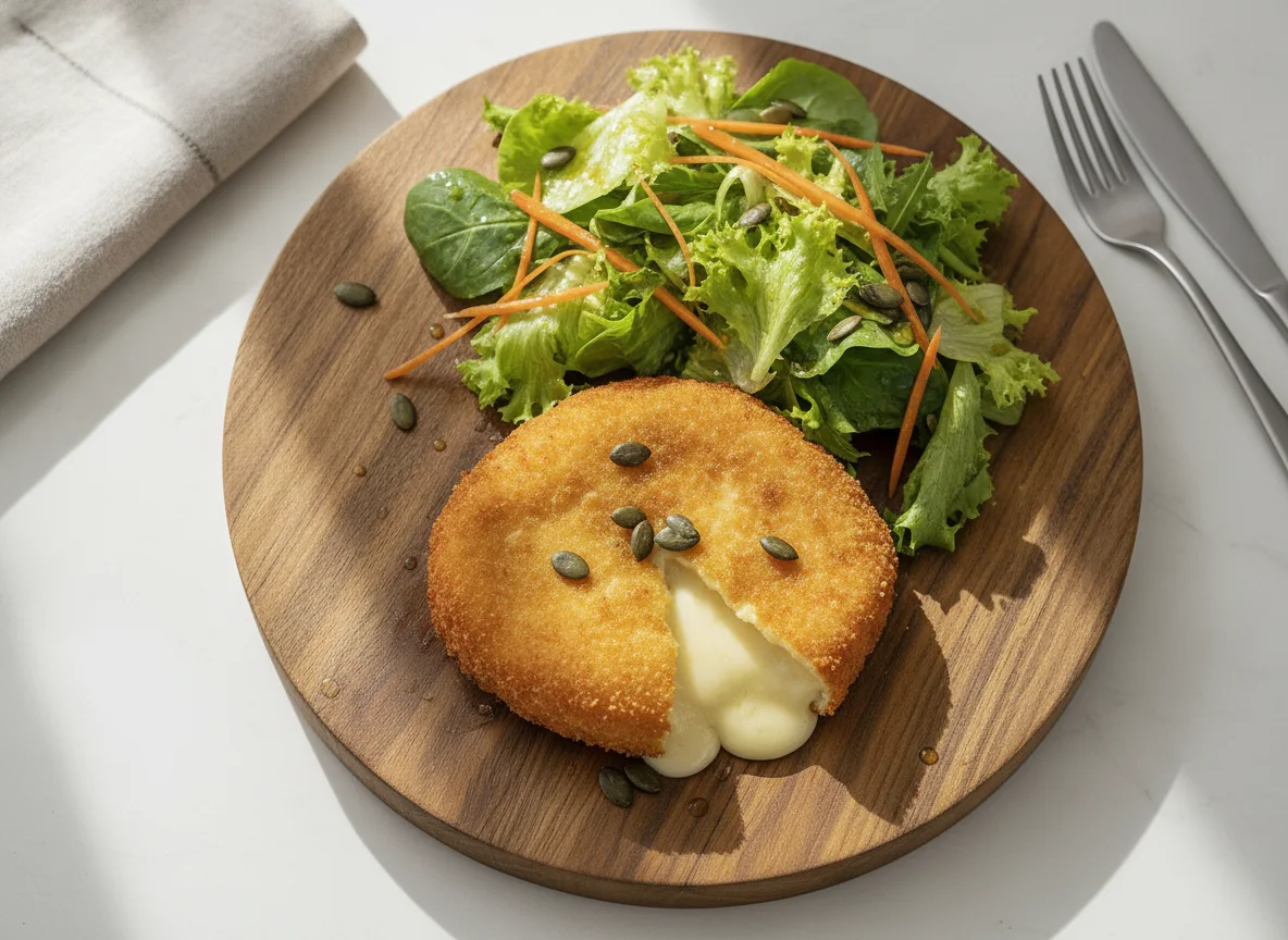 Gebackener Camembert mit Beilagensalat photo
