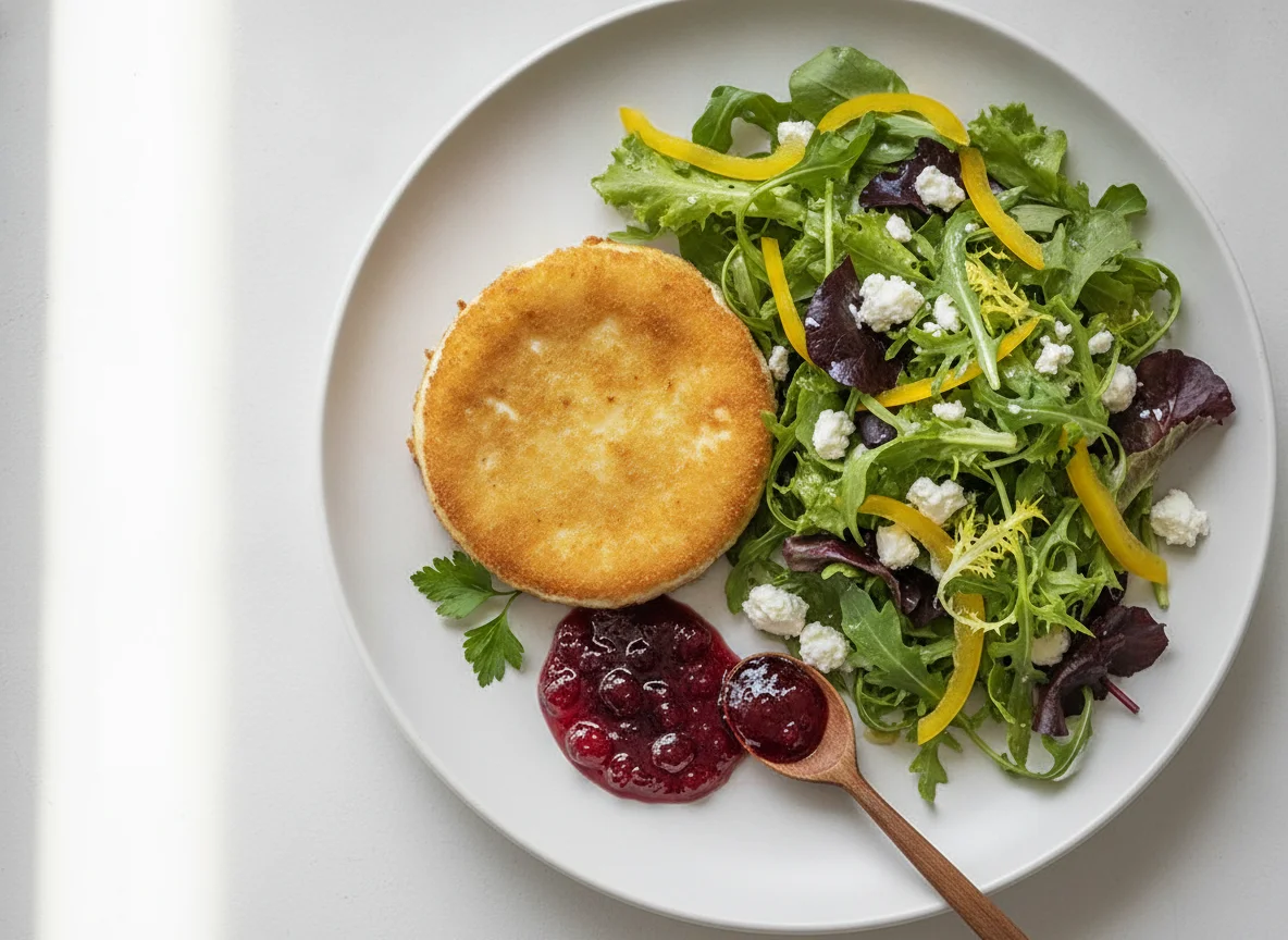Gebackener Camembert mit gemischtem Salat photo