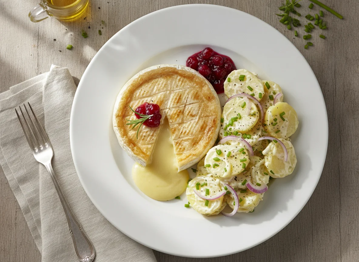 Gebackener Camembert mit Kartoffelsalat photo
