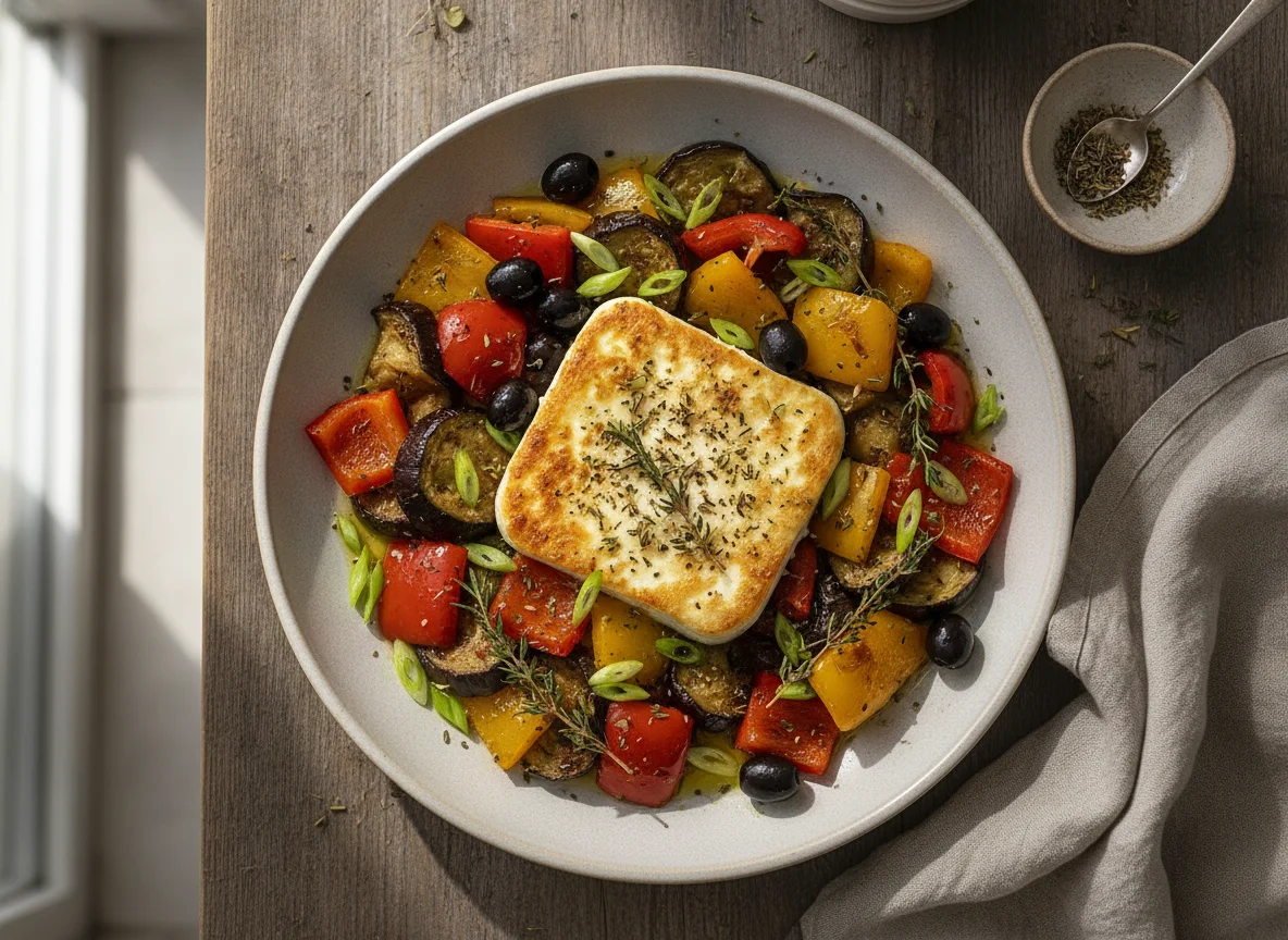 Gebackener Feta mit mediterranem Gemüse photo