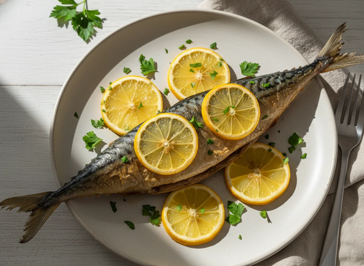 Gebackener Fisch mit Zitrone photo