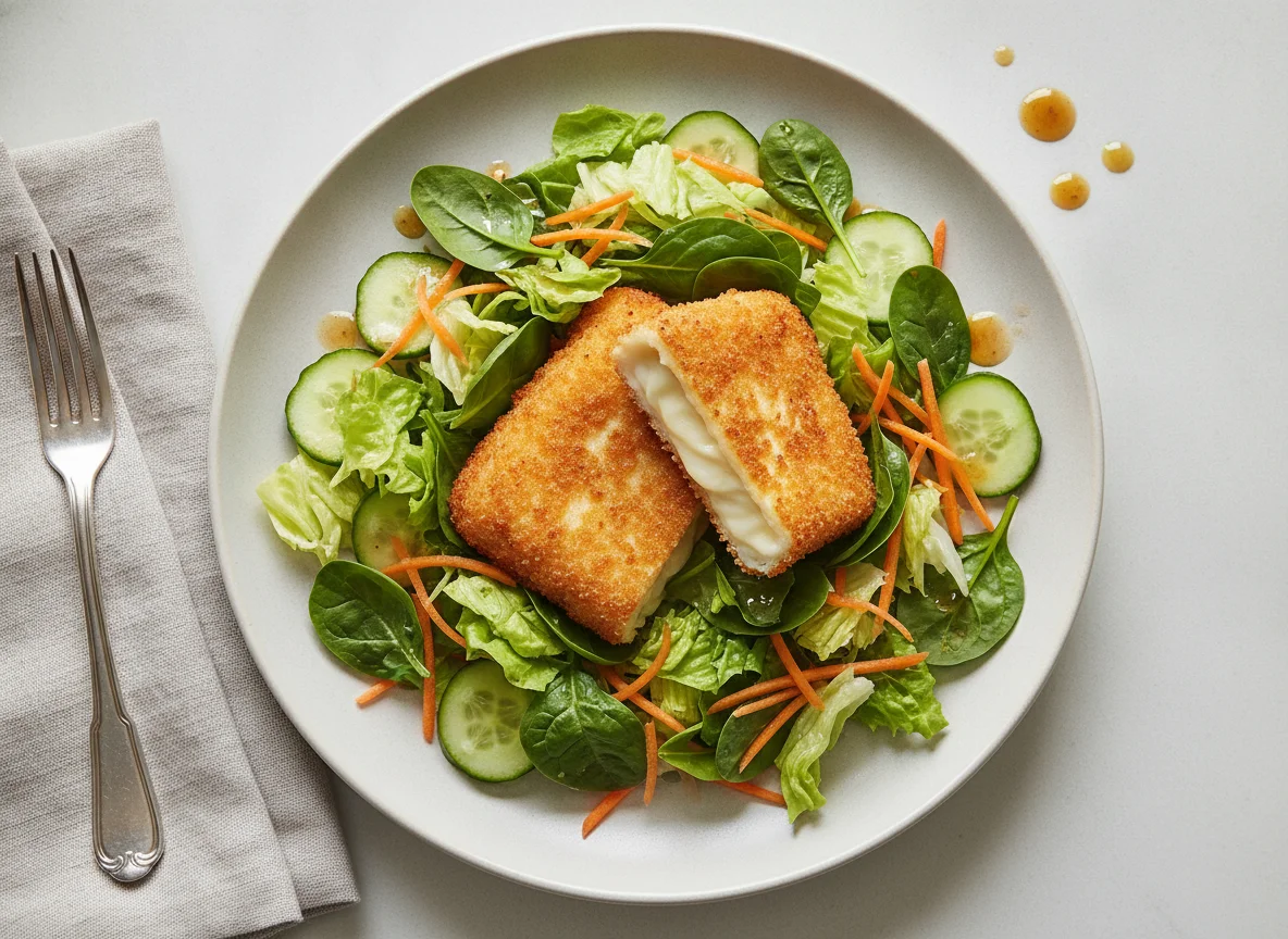 Gebackener Schafskäse mit gemischtem Salat photo