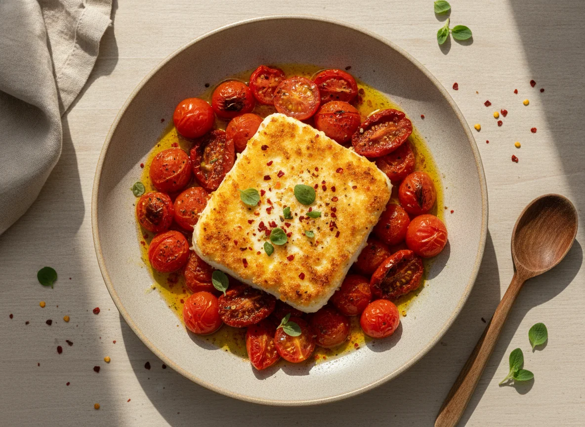 Gebackener Schafskäse mit Tomaten photo