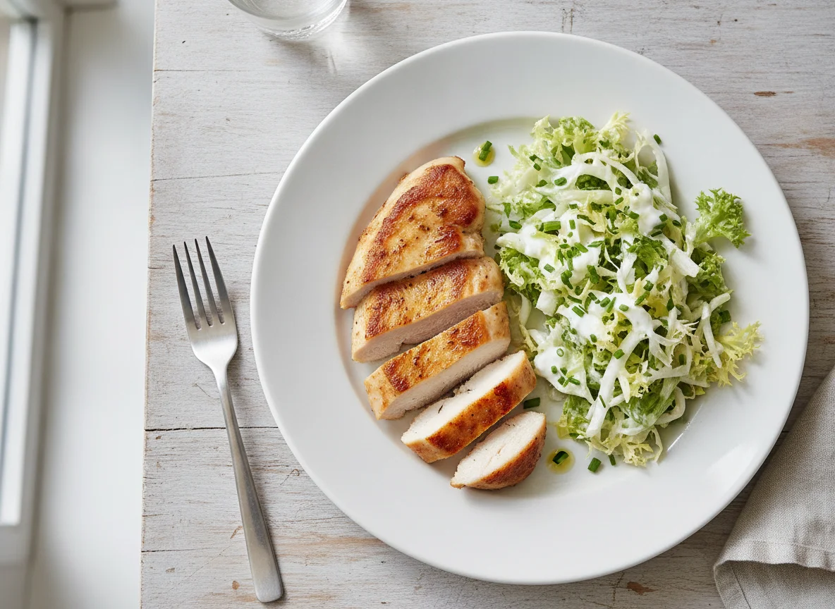 Gebratene Hähnchenbrust mit Chicorée-Salat photo