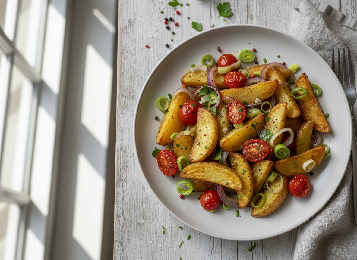 Gebratene Kartoffeln mit Gemüse photo