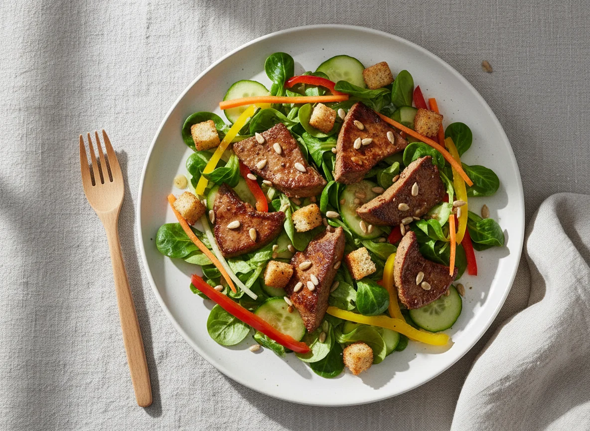 Gebratene Leber mit Feldsalat photo