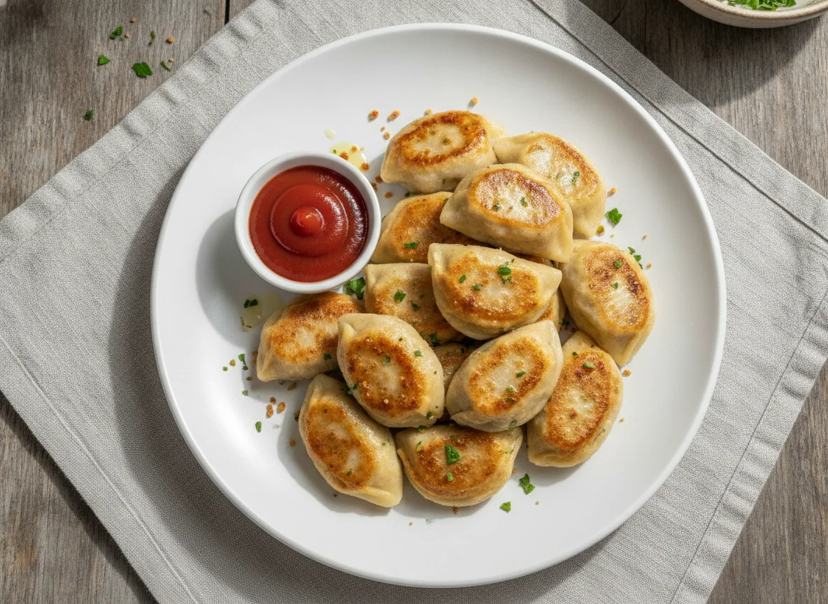 Gebratene Maultaschen mit Ketchup photo