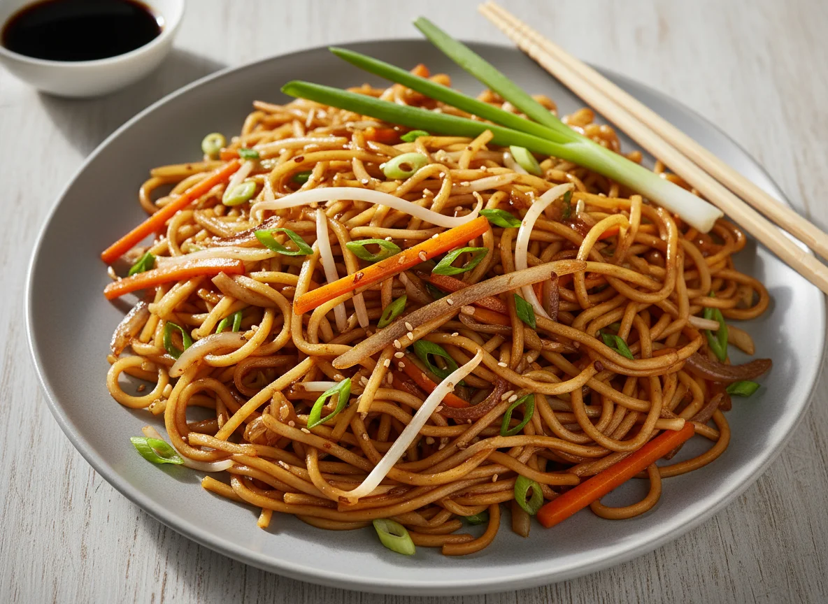 Gebratene Nudeln mit Gemüse photo