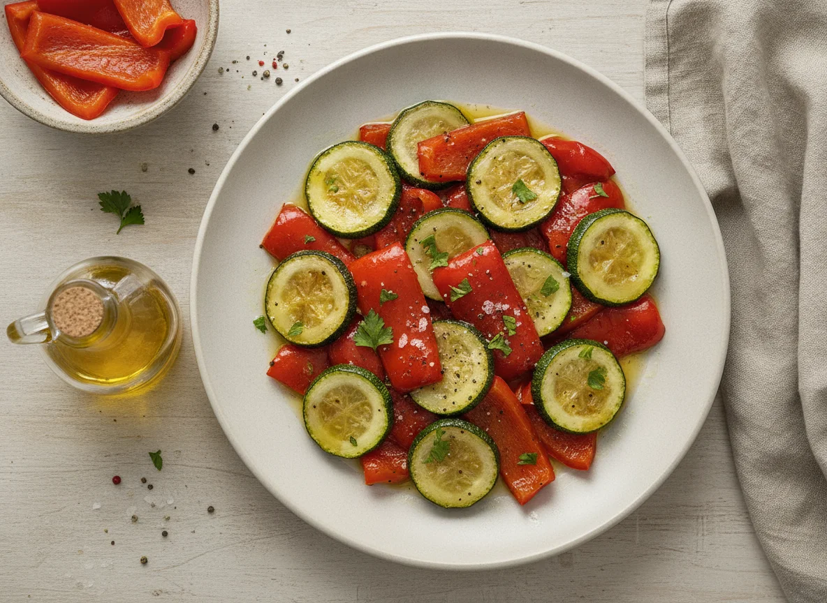 Gebratene Zucchini und Paprika photo