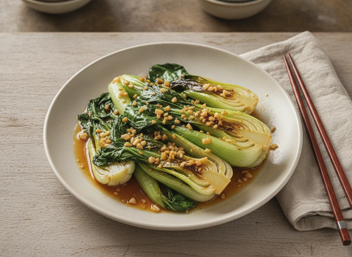 Gebratener Pak Choi mit Knoblauch photo
