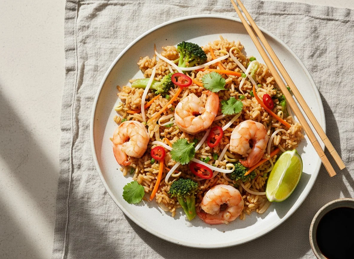 Gebratener Reis mit Crevetten photo