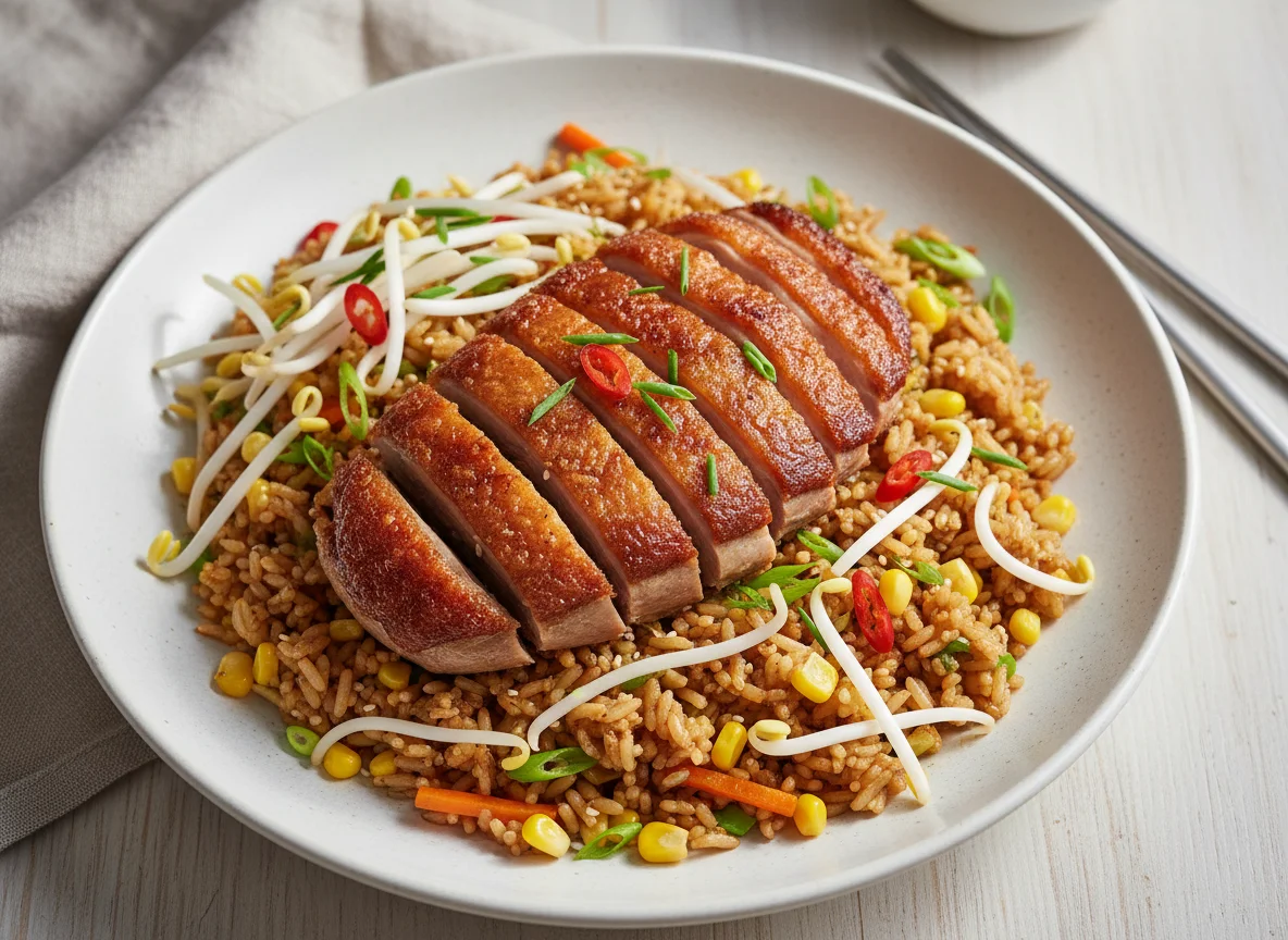 Gebratener Reis mit Ente photo