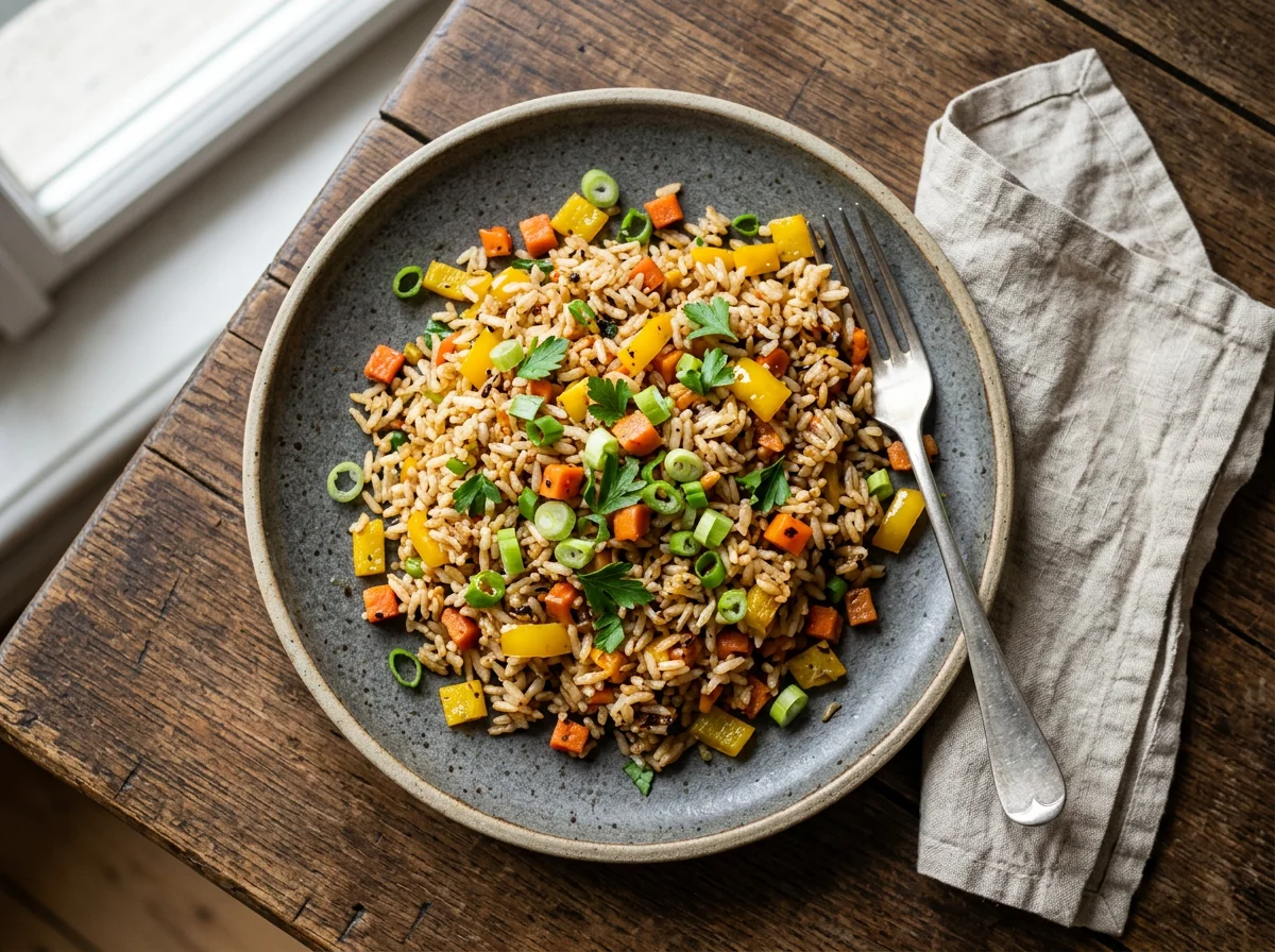 Gebratener Reis mit Gemüse photo