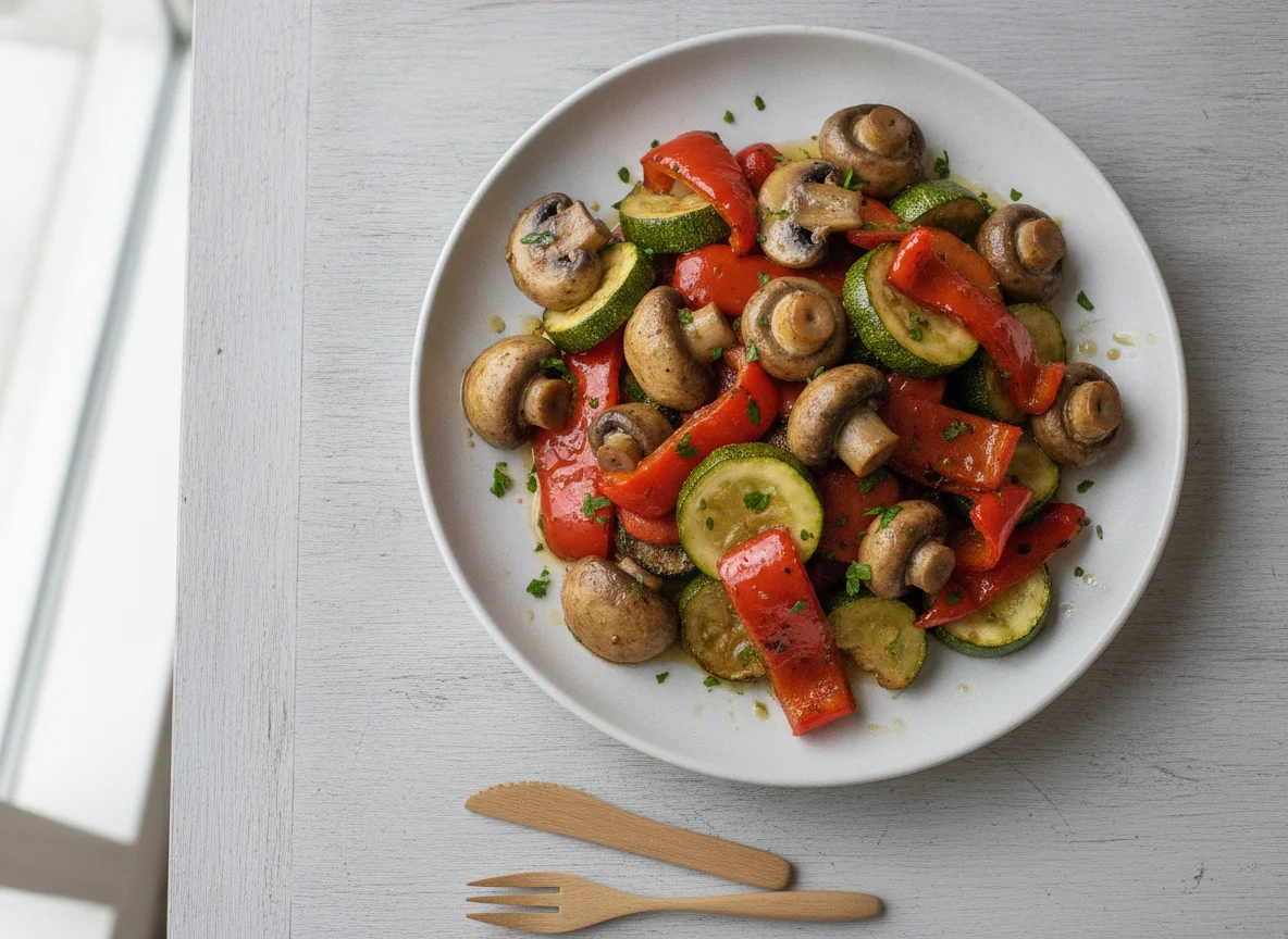 Gebratenes Gemüse mit Champignons photo