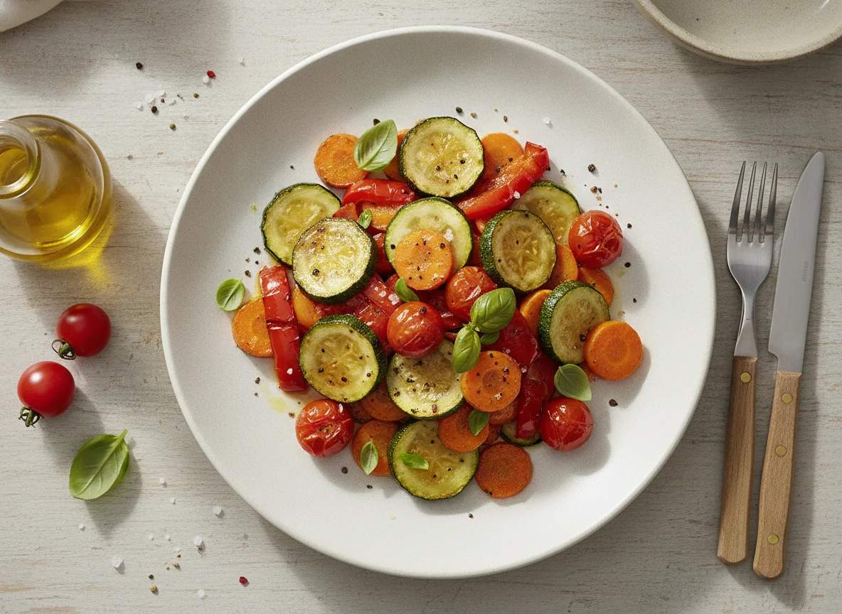 Gebratenes Gemüse mit Kirschtomaten photo