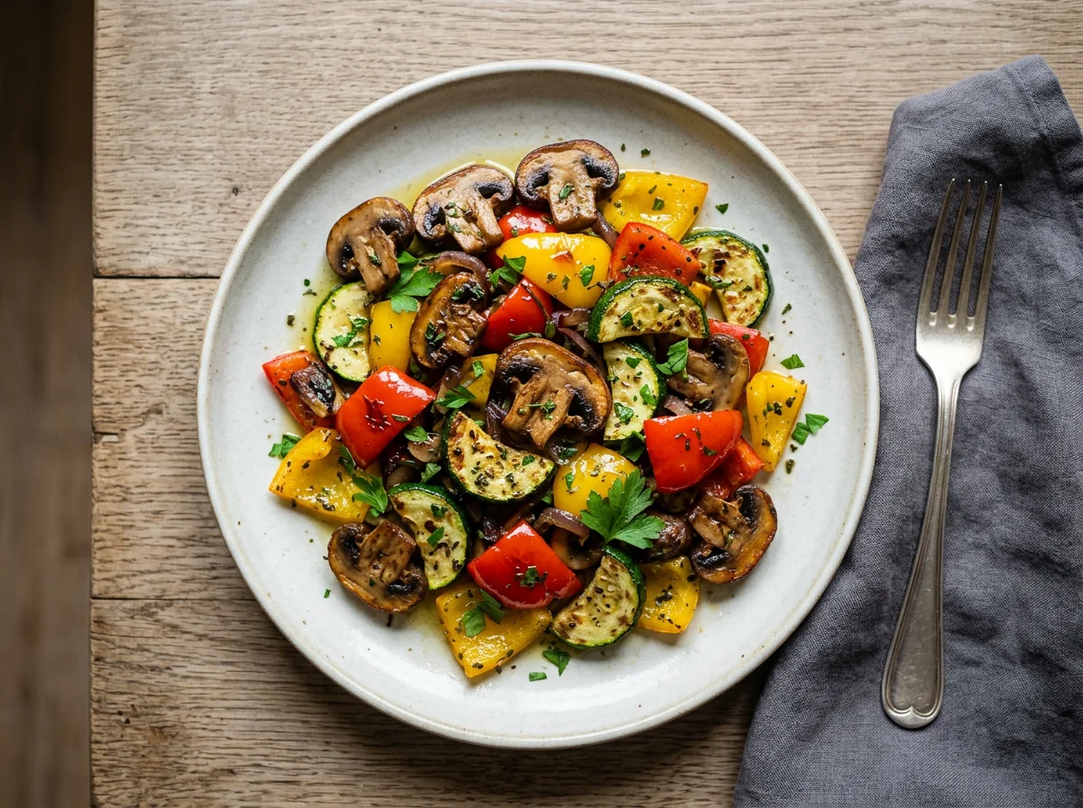 Gebratenes Gemüse mit Pilzen photo