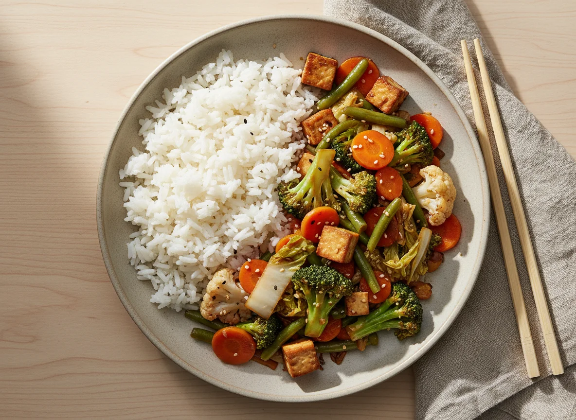 Gebratenes Gemüse mit Reis photo