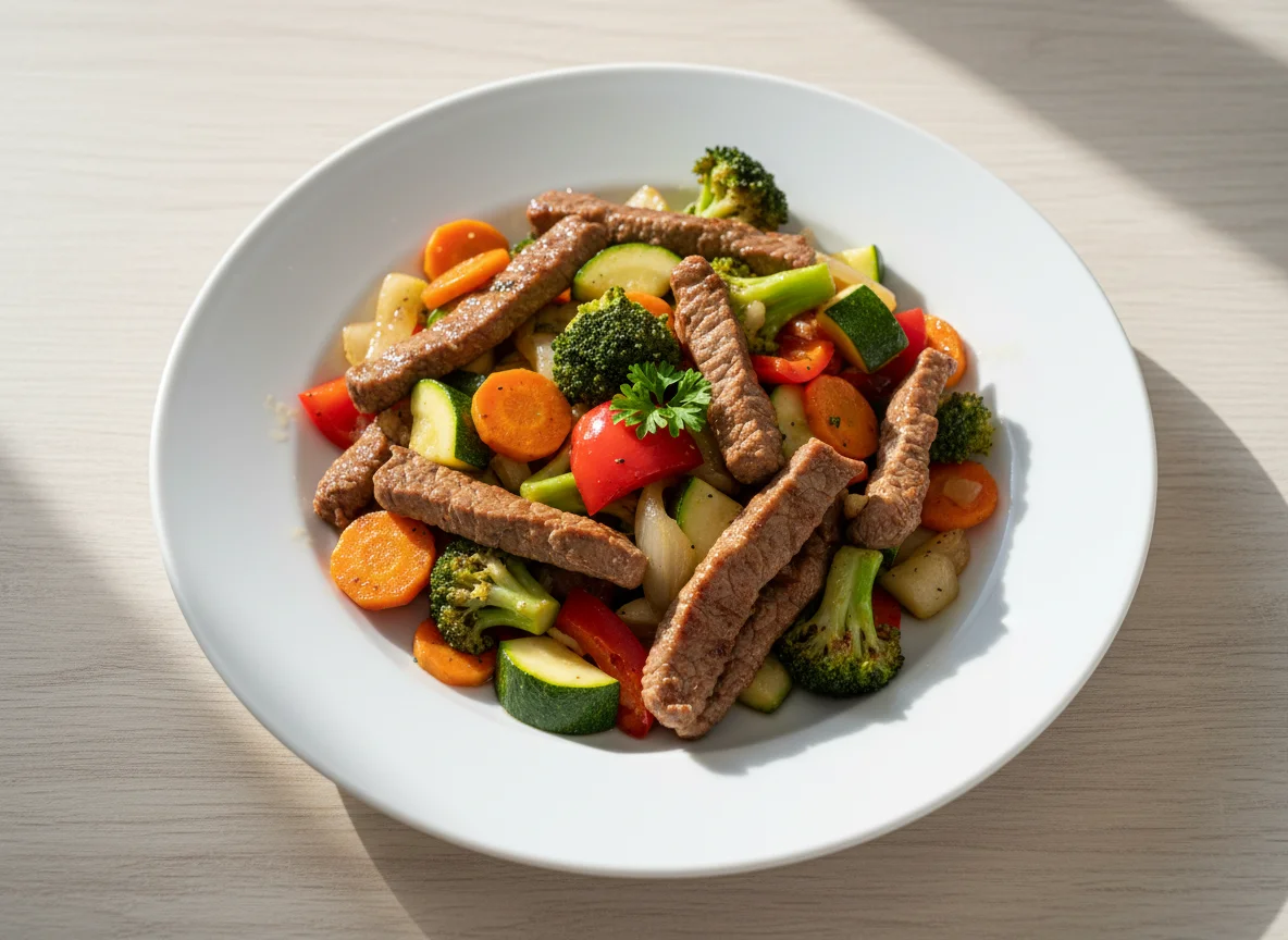 Gebratenes Gemüse mit Rindfleisch photo