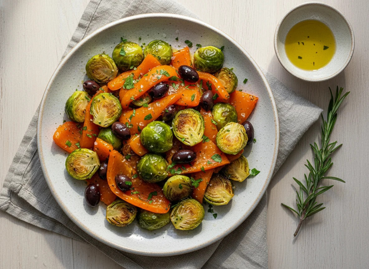 Gebratenes Gemüse mit Rosenkohl und Paprika photo