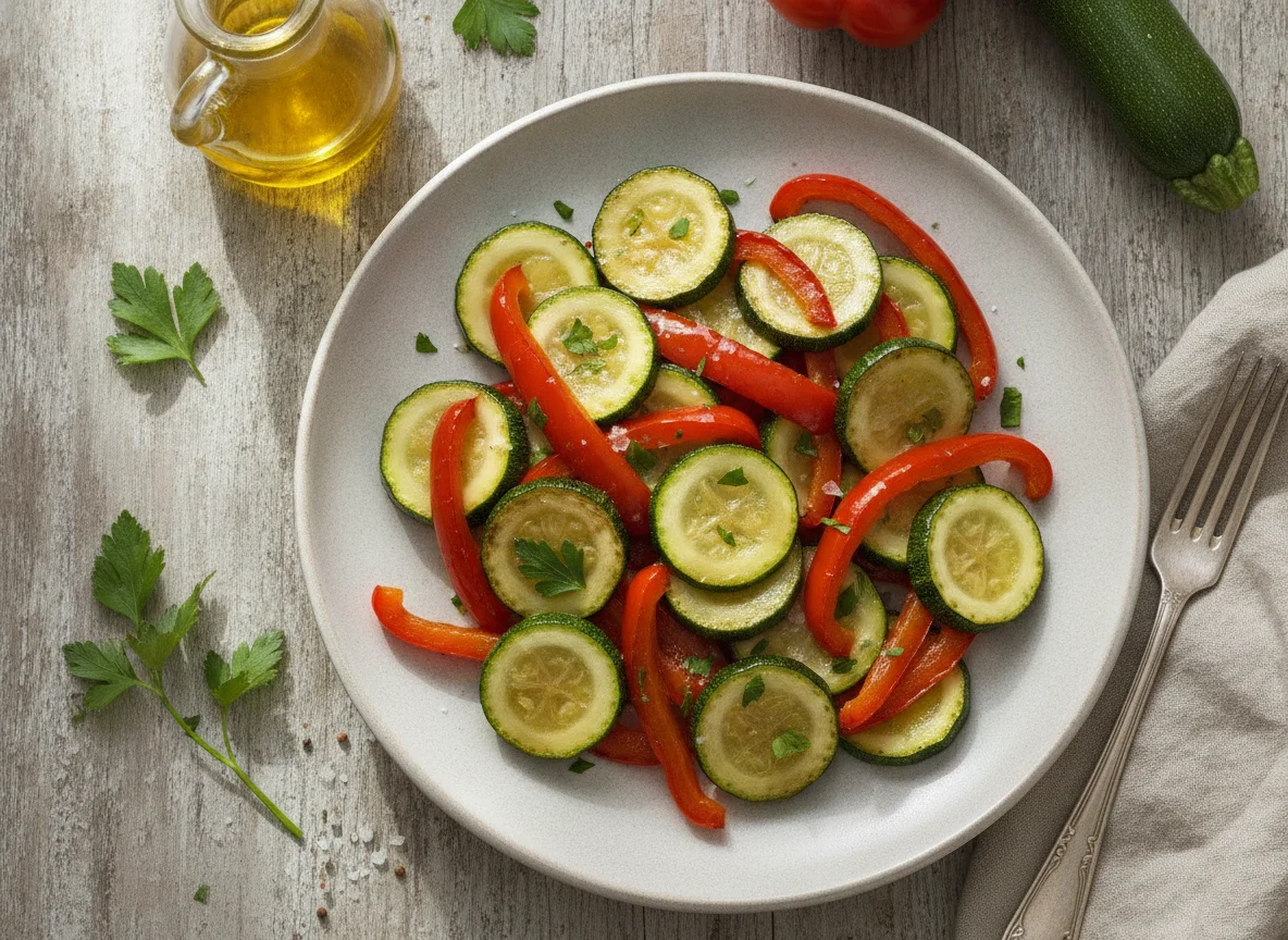 Gebratenes Gemüse (Zucchini und Paprika) photo