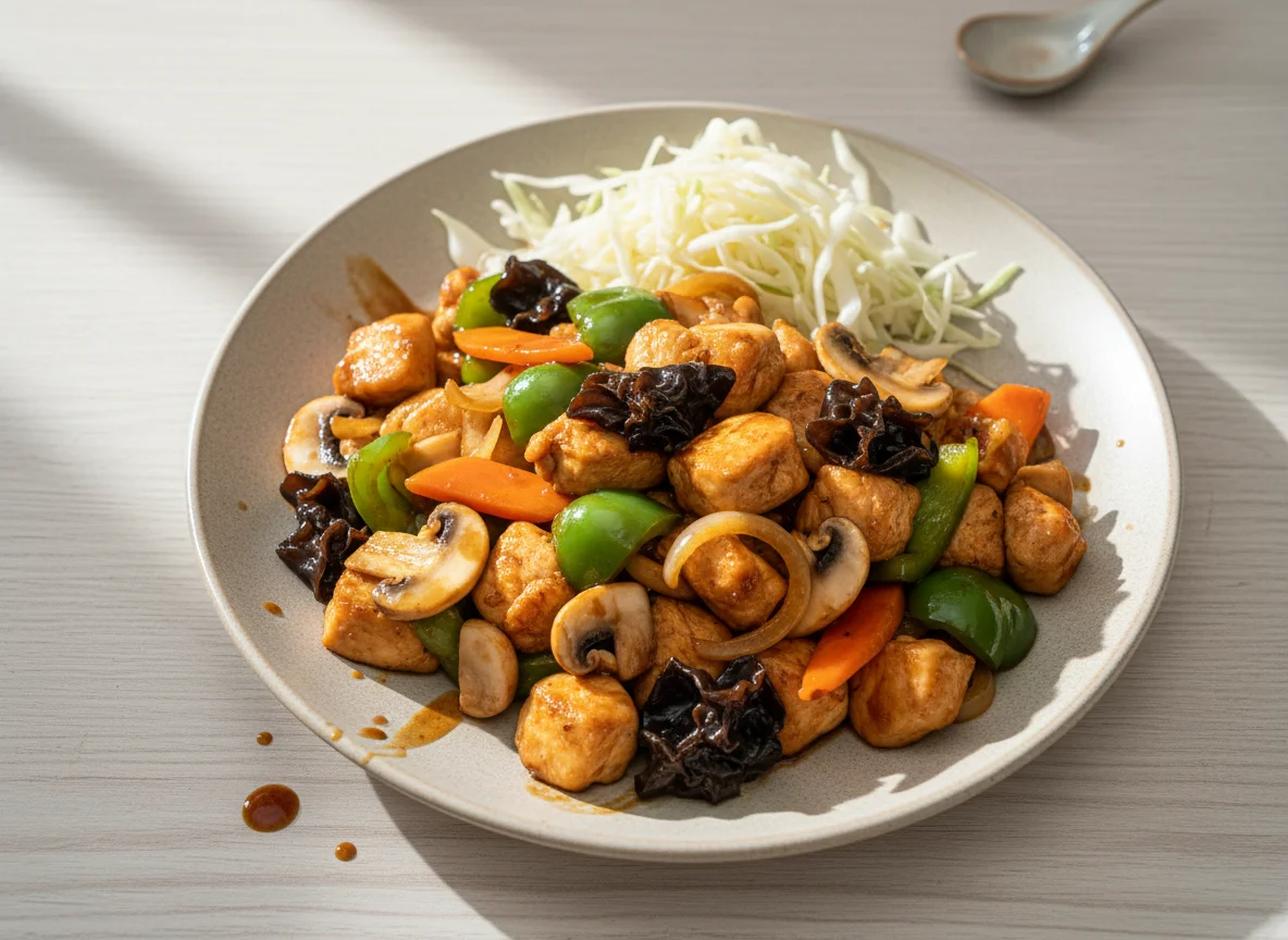 Gebratenes Hähnchen mit Gemüse photo