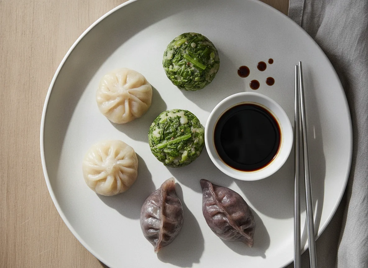 Gedämpfte Dim Sum mit Sojasauce photo
