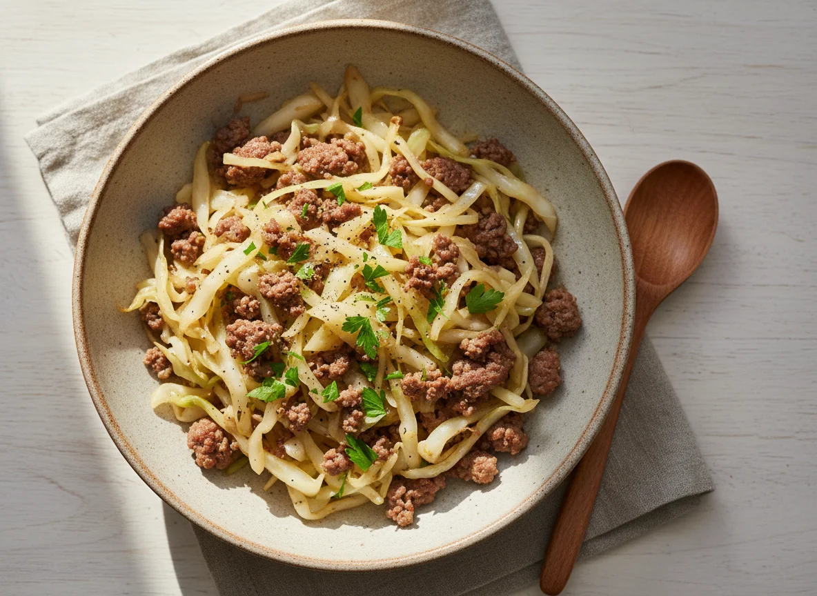 Gedünsteter Kohl mit Hackfleisch photo