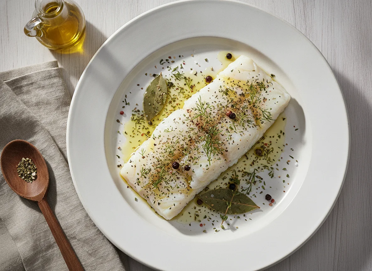 Gedünstetes Fischfilet mit Kräutern photo