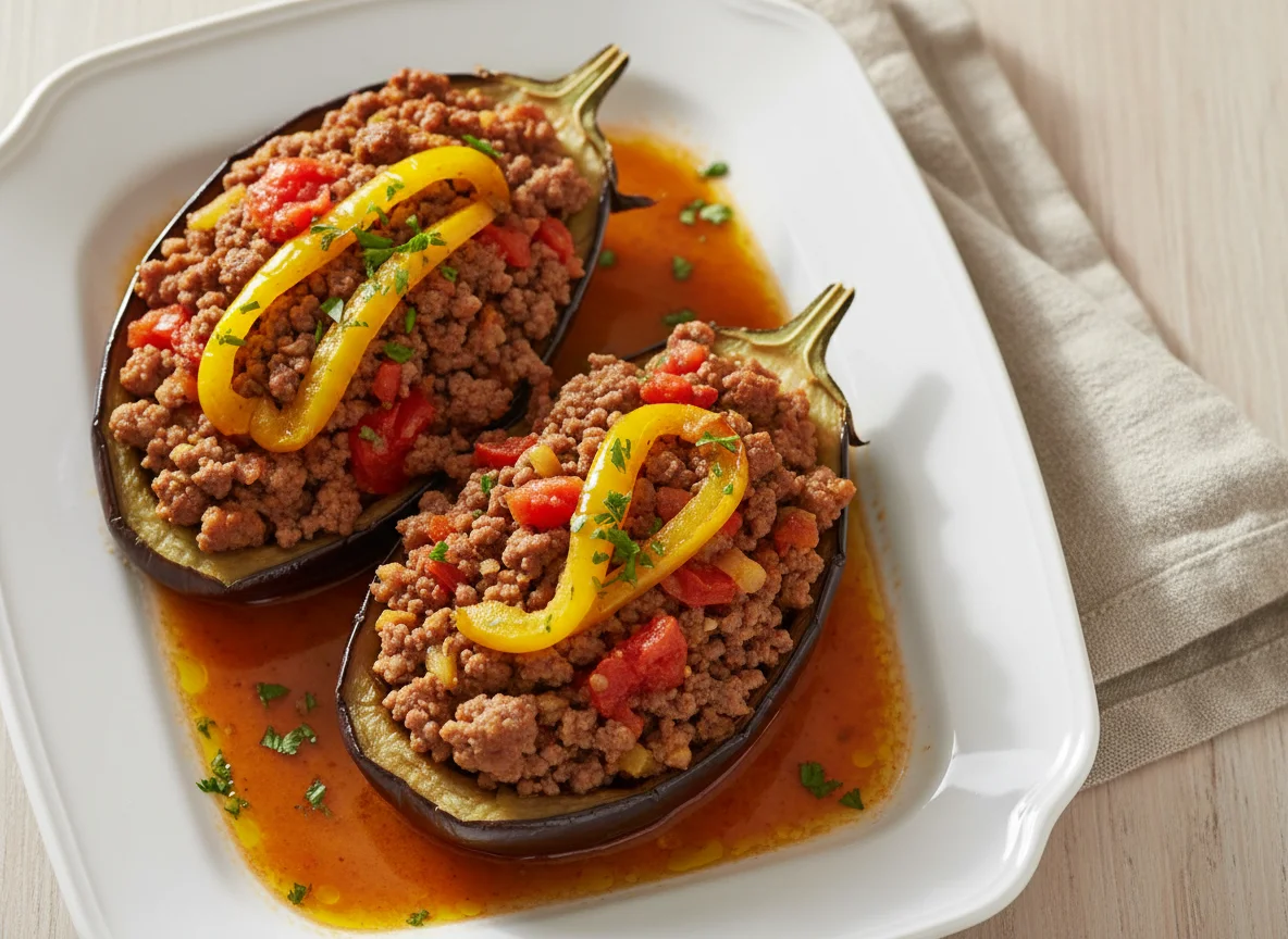 Gefüllte Auberginen mit Hackfleisch photo