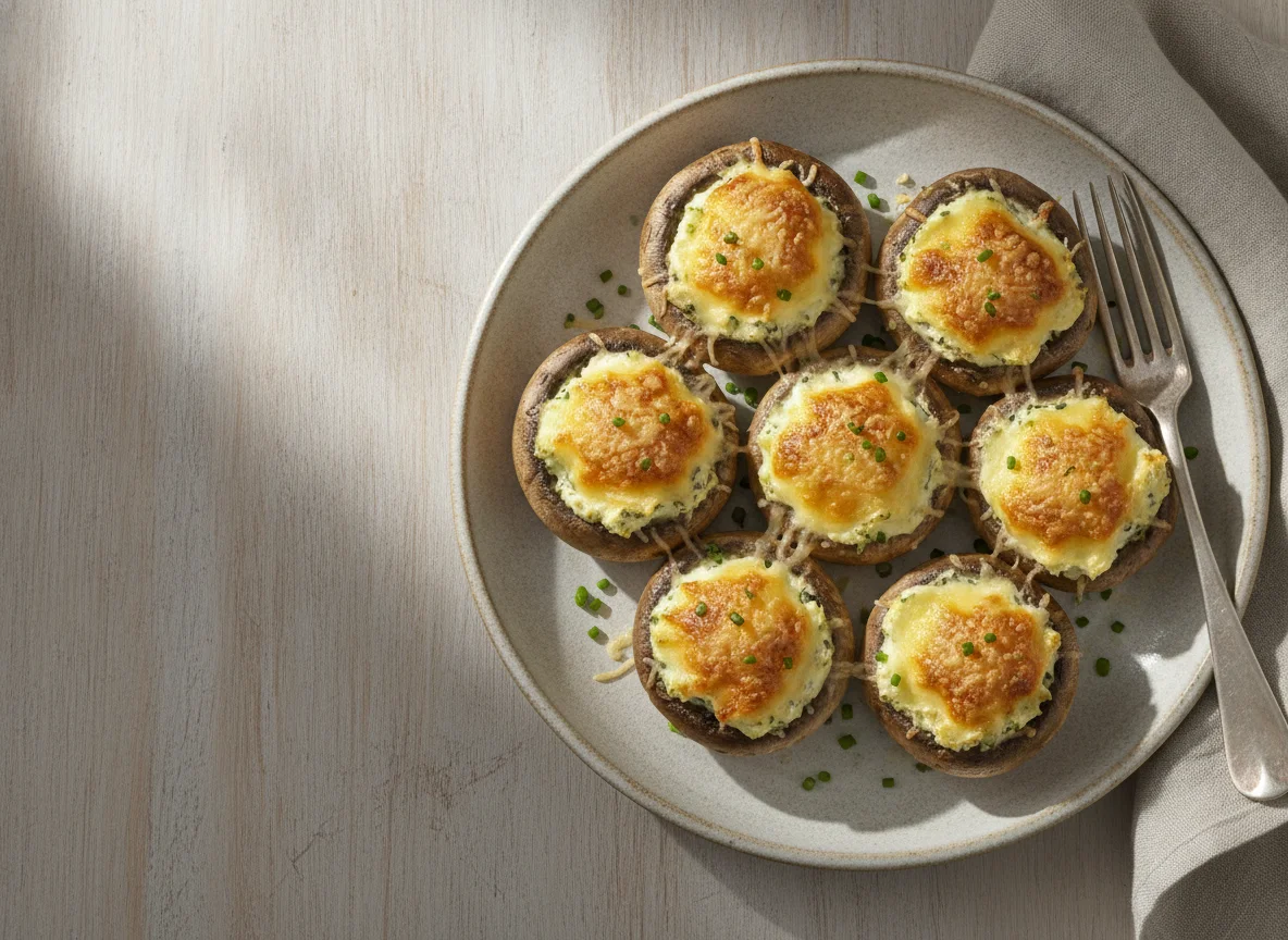 Gefüllte Champignons mit Käse überbacken photo