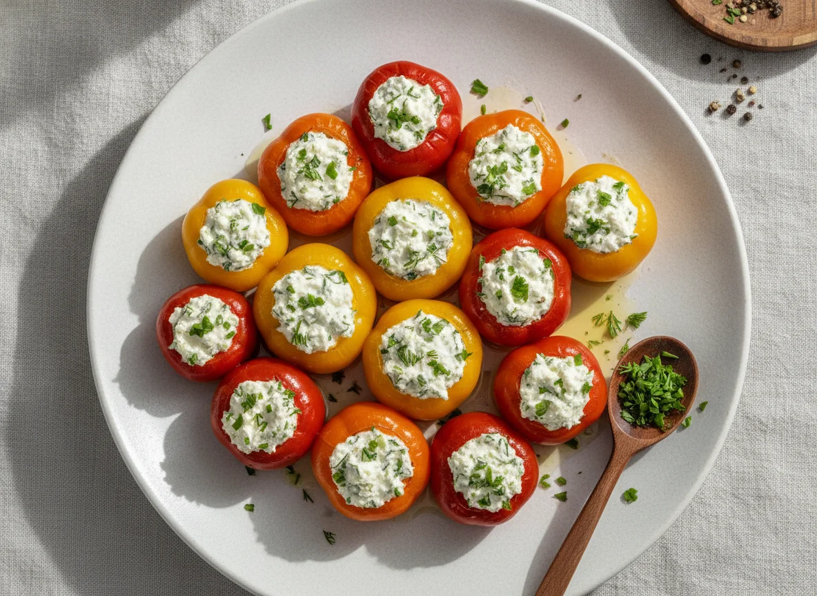 Gefüllte Mini-Paprika mit Frischkäse photo