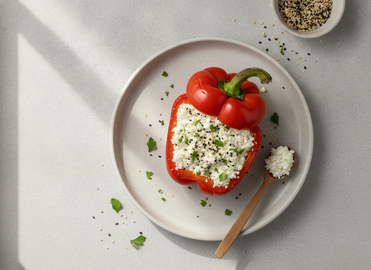 Gefüllte Paprika mit Hüttenkäse photo