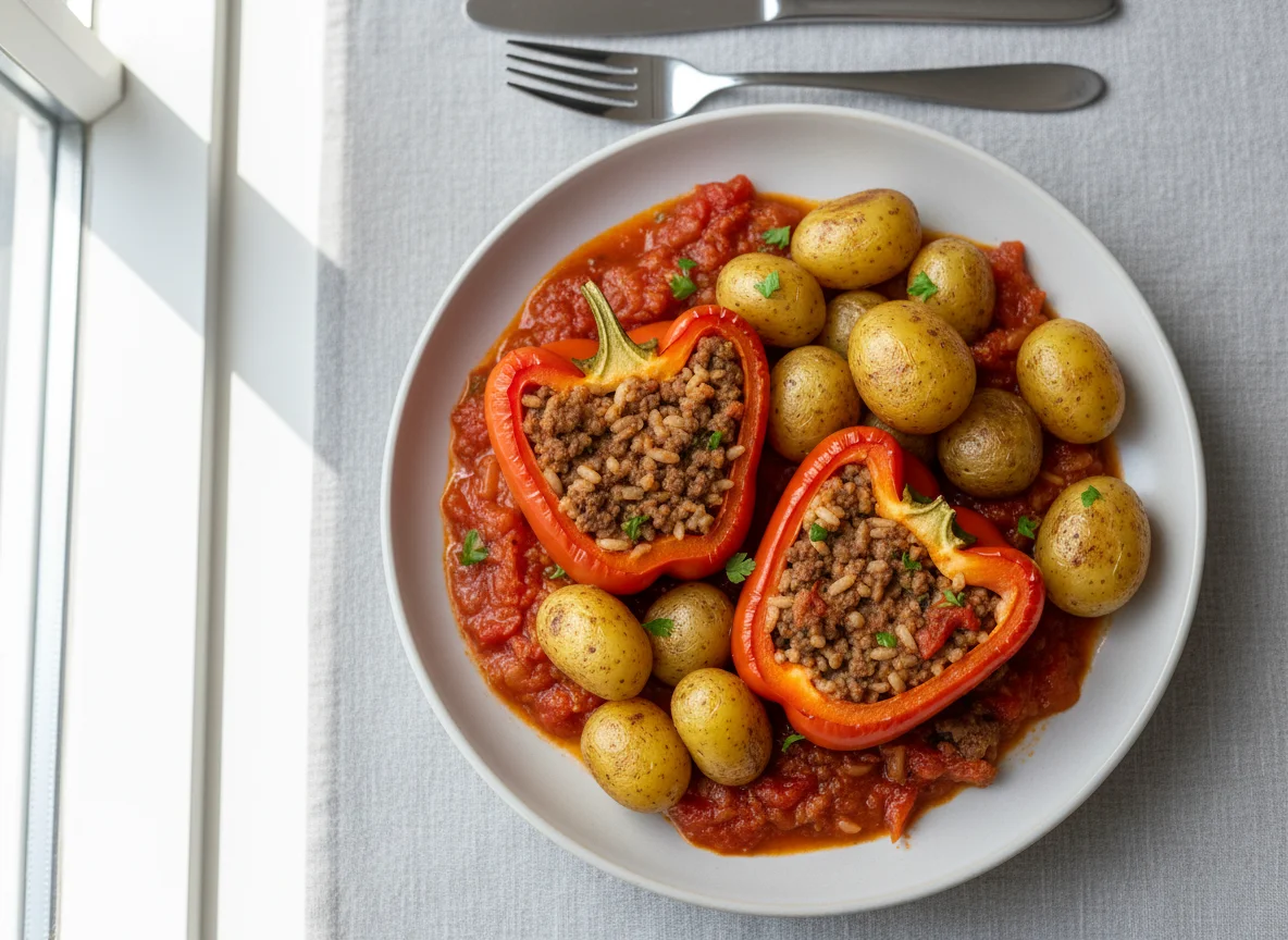 Gefüllte Paprika mit Kartoffeln photo