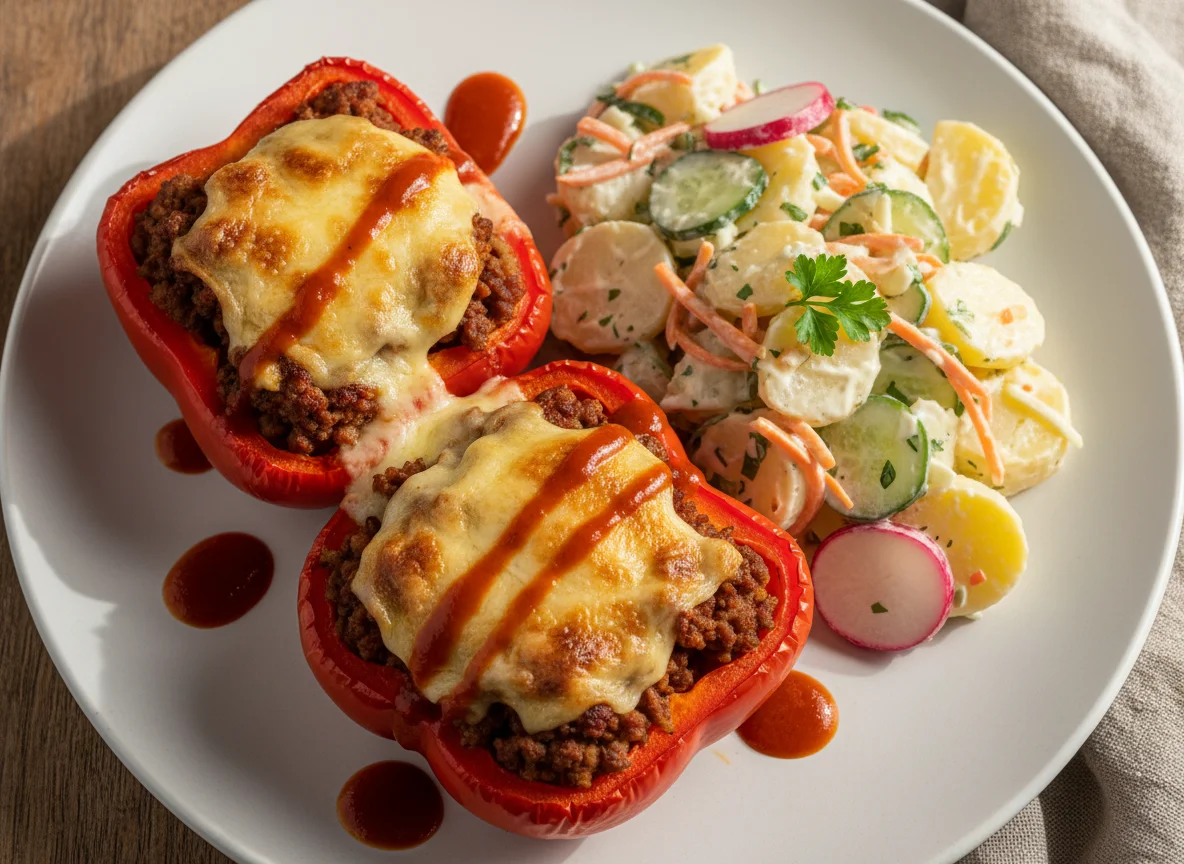 Gefüllte Paprika mit Kartoffelsalat photo