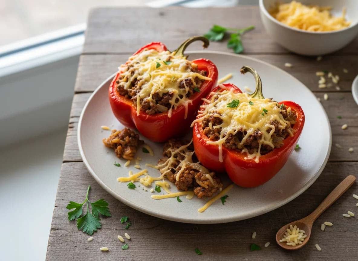 Gefüllte Paprika mit Käse überbacken photo