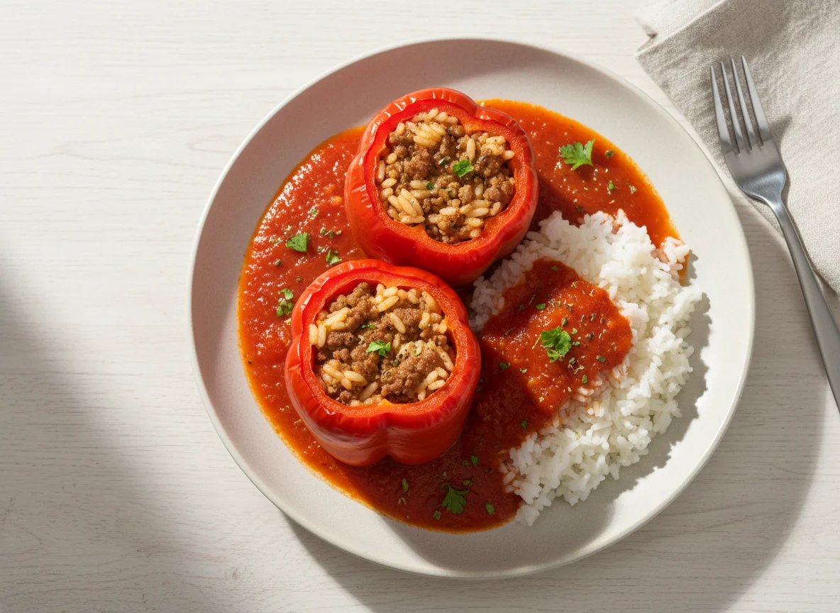 Gefüllte Paprika mit Reis photo