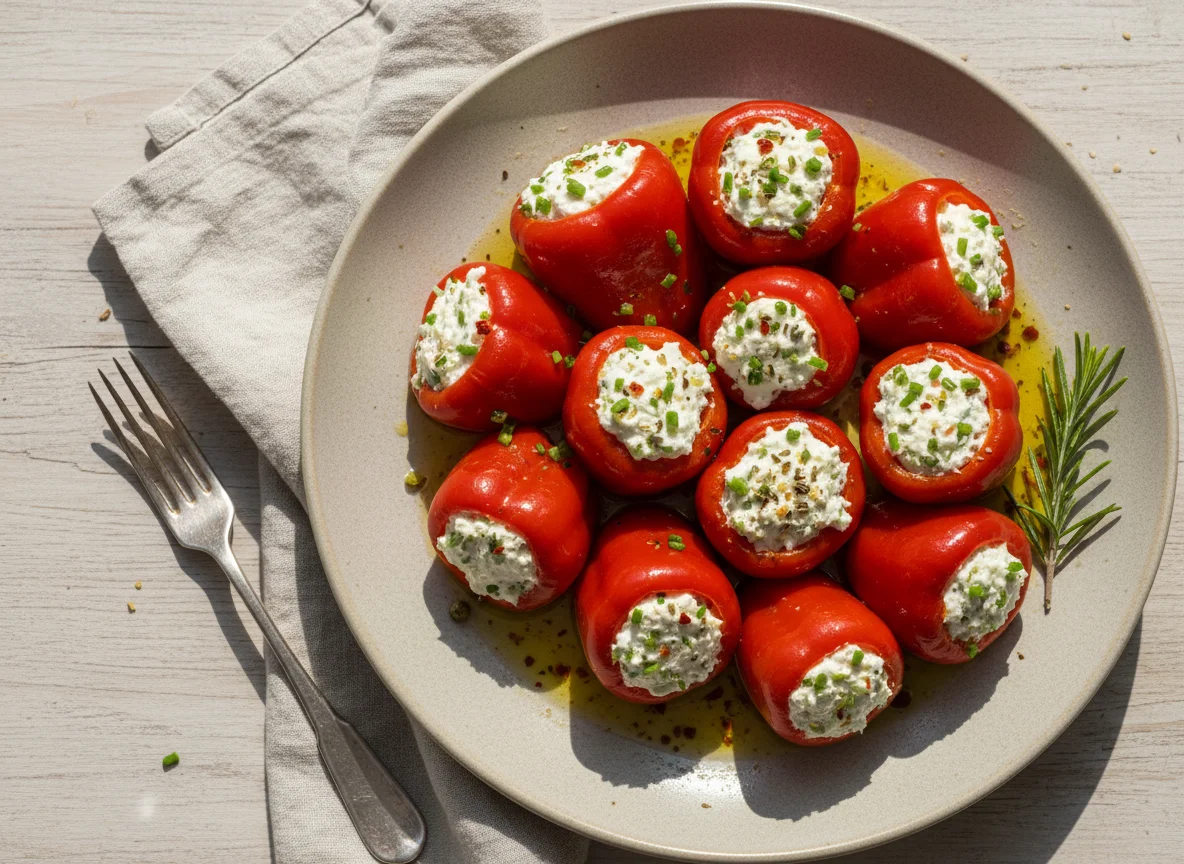 Gefüllte Peperoni mit Frischkäse photo