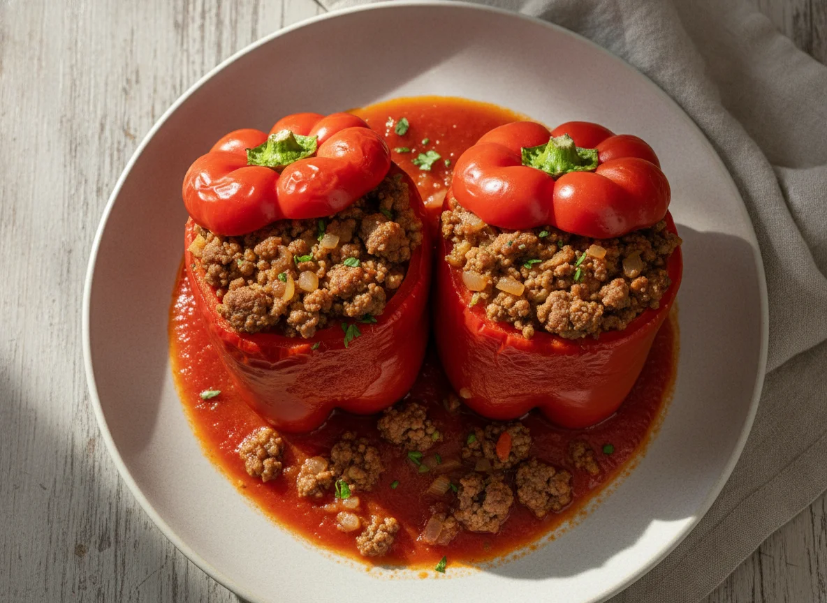 Gefüllte Peperoni mit Hackfleisch photo