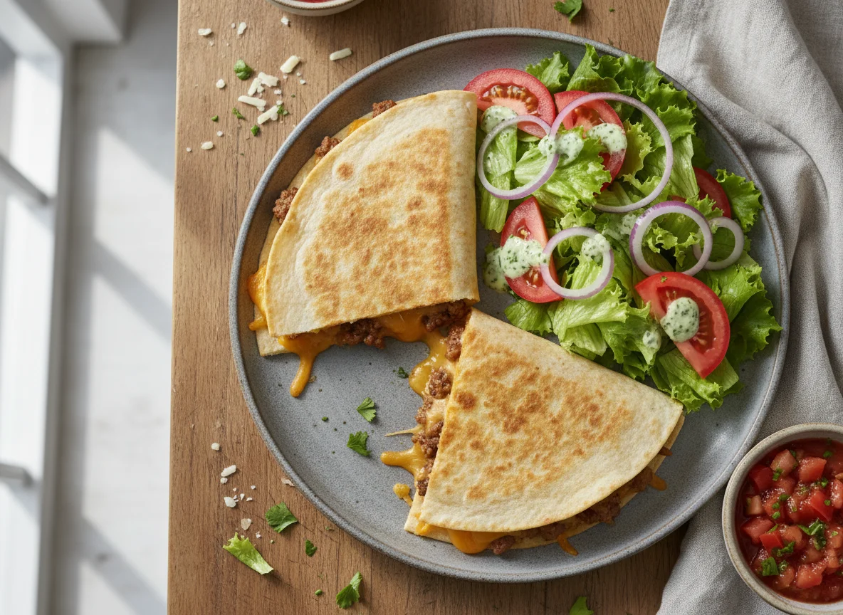 Gefüllte Quesadillas mit Salat photo